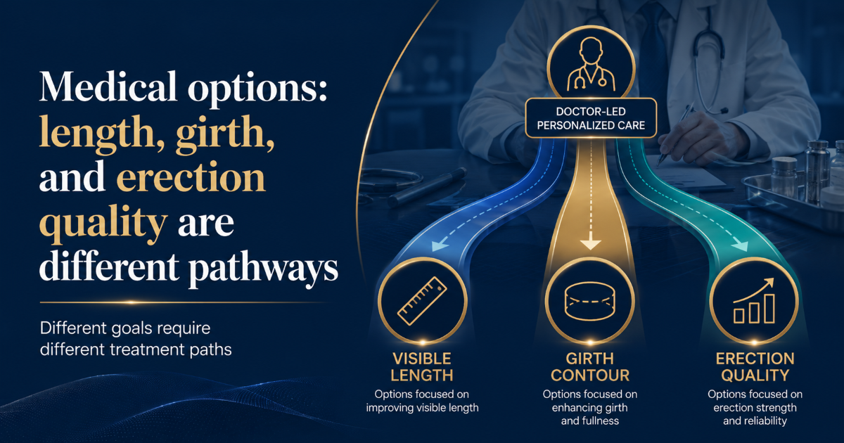 Medical options for penile length girth and erection quality