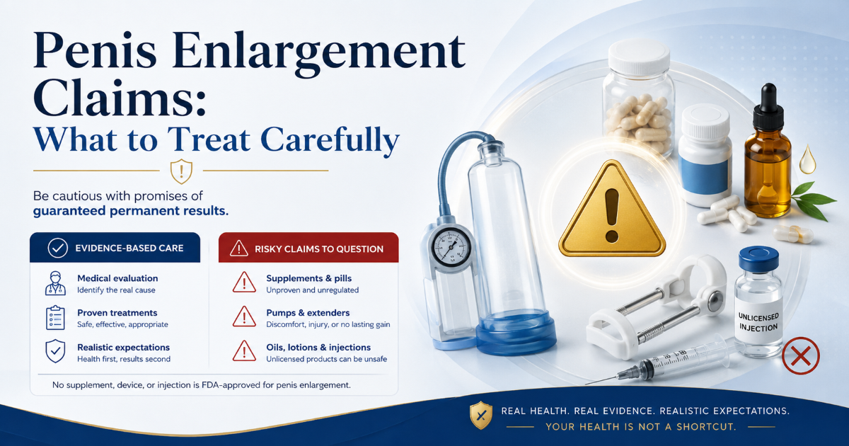 Penis enlargement discussion with realistic risks and limitations