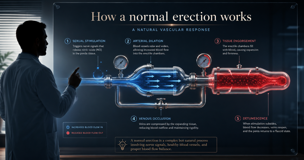 Erection physiology and blood flow involved in erections