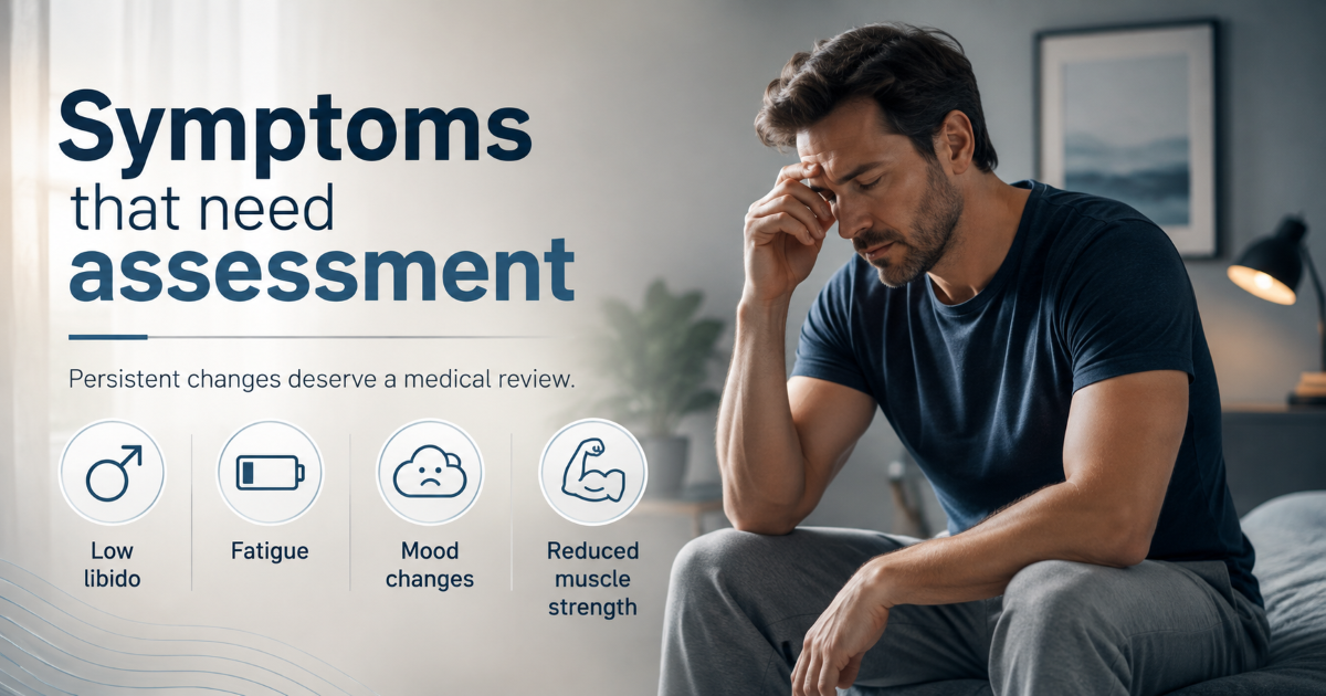 Low testosterone symptoms and men health consultation