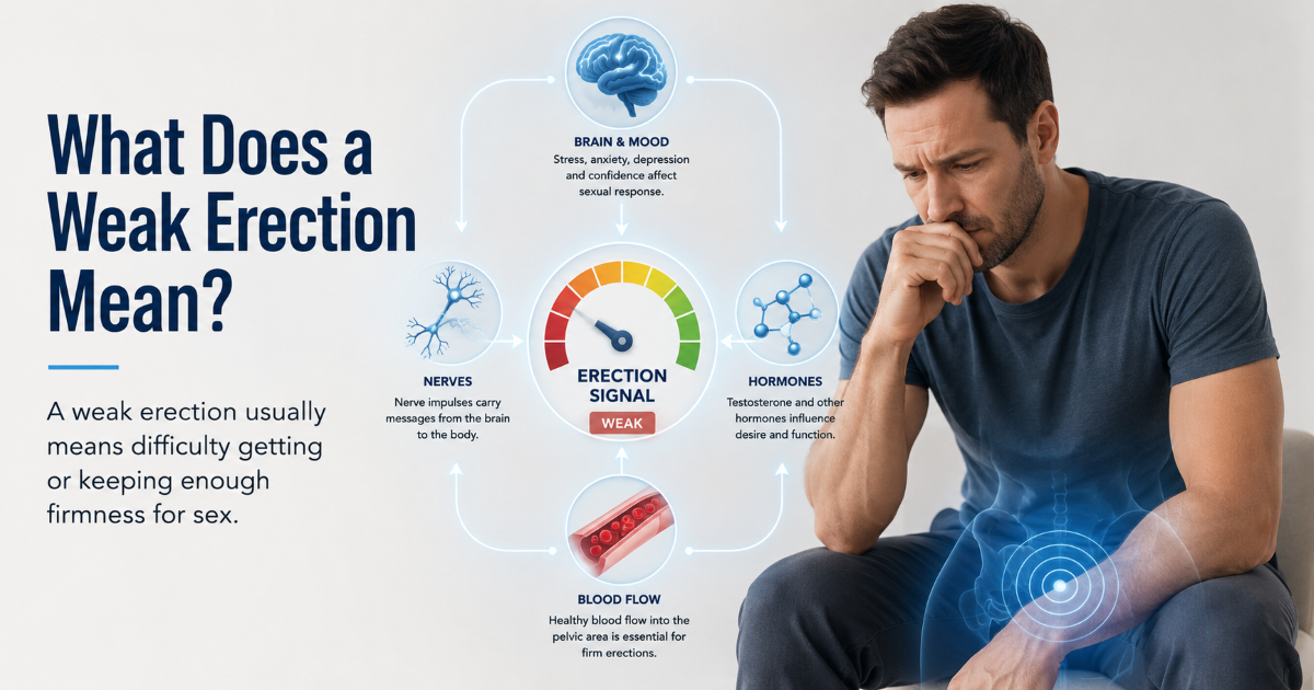 Weak erection and erectile dysfunction evaluation
