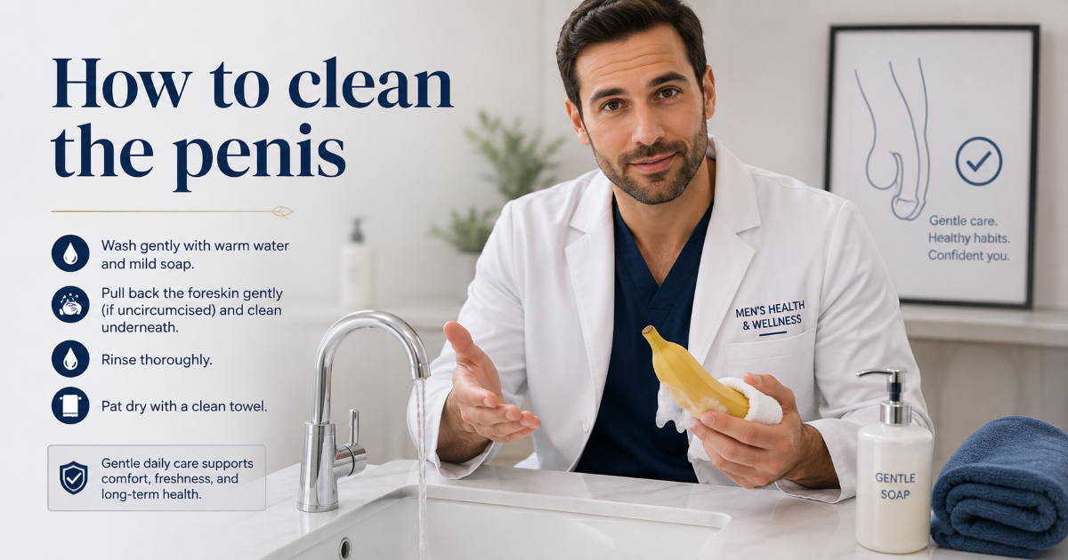 Cleaning your manhood with gentle daily hygiene