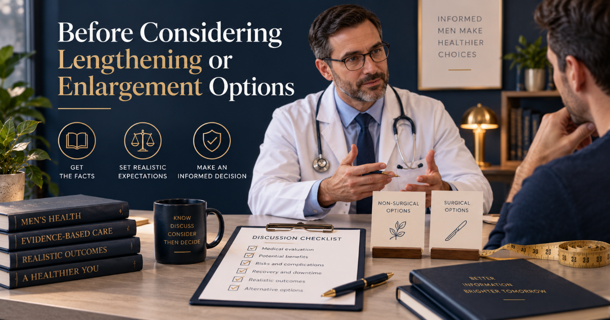 Medical consultation about penis size concern before considering lengthening or enlargement options