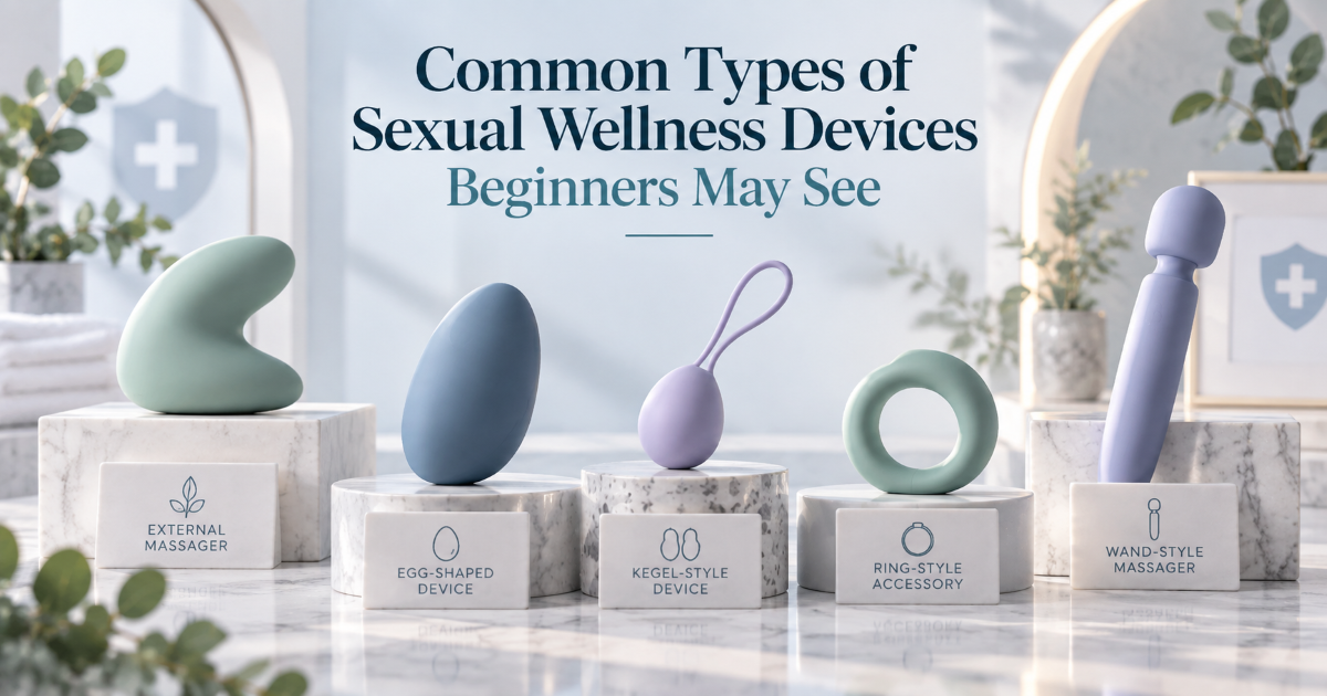 Common sexual wellness device categories for adults shown as a neutral educational comparison without product ranking