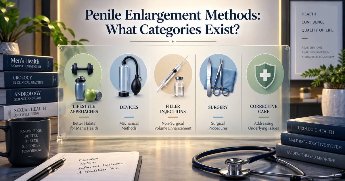 medical comparison of penile enlargement options including lifestyle visible length devices fillers and surgery