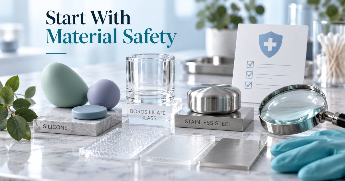 Material safety for beginner sexual wellness devices including clear labels non porous surfaces and avoiding cracked sticky or strongly scented products