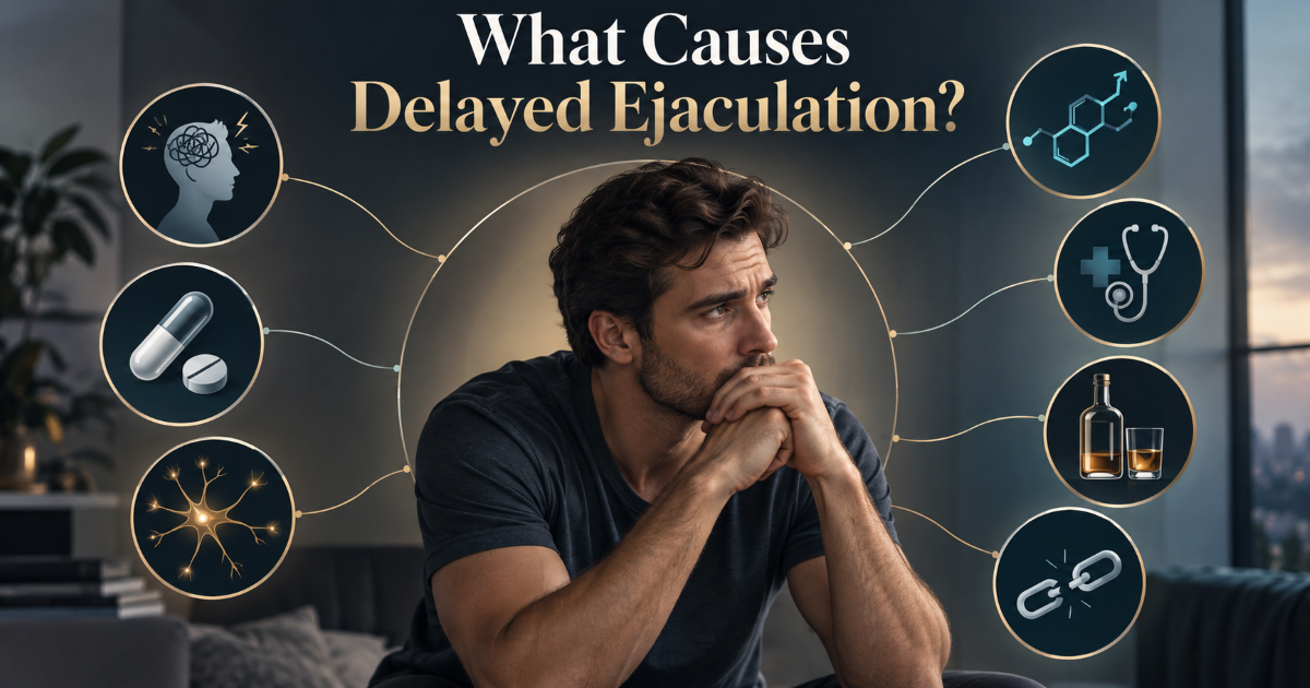 Common physical medication and psychological causes of delayed ejaculation in men