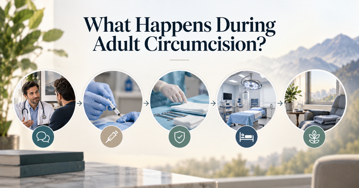 Adult circumcision risks and safety checklist including bleeding infection swelling and delayed healing