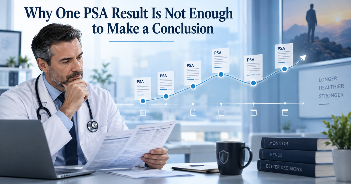 Line chart concept showing PSA trend monitoring over time for prostate health assessment